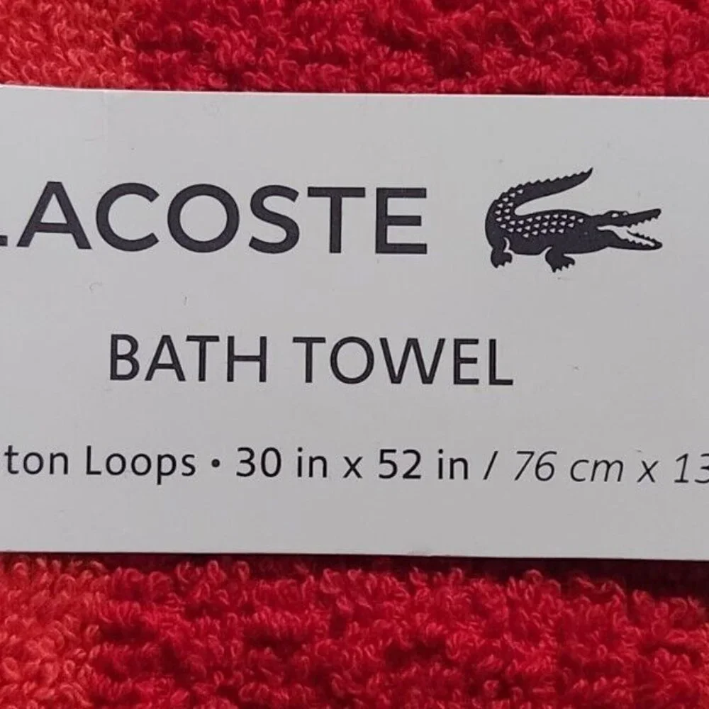 Lacoste ~ Red Bath Towel 100% Cotton 30